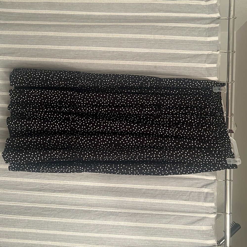 Polk dot black and white floor length skirt